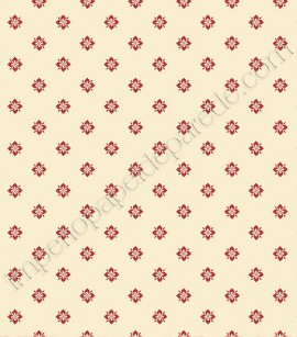 PÁG. 03 - Papel de Parede Vinílico Casabella (Americano) - Flores Simétricas (Creme/ Vermelho)