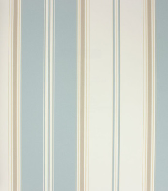 PÁG. 03 - Papel de Parede Vinílico Classic Stripes (Americano) - Listras (Azul Claro/ Tons de Bege/ Branco)