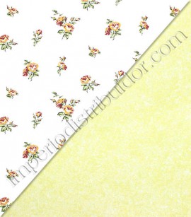 PÁG. 03 - Papel de Parede Vinílico English Florals (Inglês) - Flores Miúdas (Amarelo/ Vermelho/ Fundo Branco)