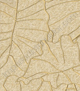 PÁG. 031 - Papel de Parede Vinílico Gioia (Italiano) - Folhagem (Bege/ Contorno Ocre/ Detalhes com Brilho)