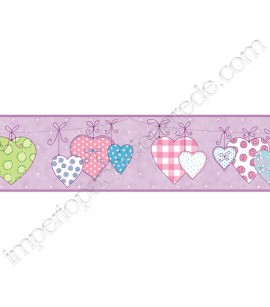 PÁG. 036 - Faixa Vinílica Decorativa Peek-a-Boo (Americano) - Corações (Colorido/ Lilás)