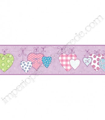 PÁG. 036 - Faixa Vinílica Decorativa Peek-a-Boo (Americano) - Corações (Colorido/ Lilás)