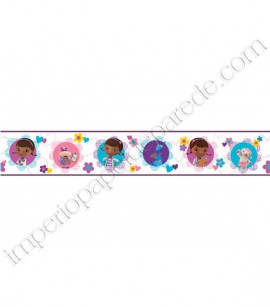 PÁG. 039 - Faixa Vinílica Decorativa Disney York II (Americano) - Doutora McStuffins (Colorido/ Branco)