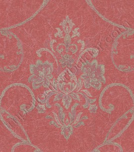 PÁG. 039 - Papel de Parede Vinílico Gioia (Italiano) - Arabescos Colonial (Vermelho/ Detalhe Acinzentado)