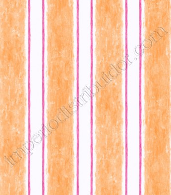 PÁG. 04 - Papel de Parede Vinílico Candice Kids (Americano) - Listras (Branco/Rosa/Laranja)