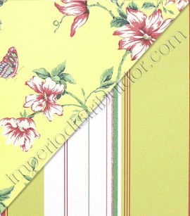 PÁG. 05 - Papel de Parede Vinílico English Florals (Inglês) - Floral (Amarelo/ Vermelho/ Leve Relevo)