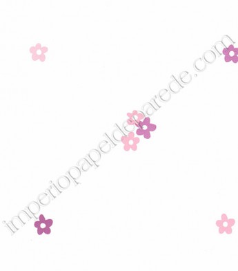 PÁG. 05 - Papel de Parede Vinílico Infantil Just 4 Kids (Inglês) - Floral (Rosa/ Roxo/ Branco)