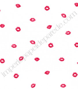 PÁG. 05 - Papel de Parede Vinílico Risky Business (Americano) - Beijo (Branco/ Vermelho/ Rosa/ Detalhes com Glitter Dourardo)