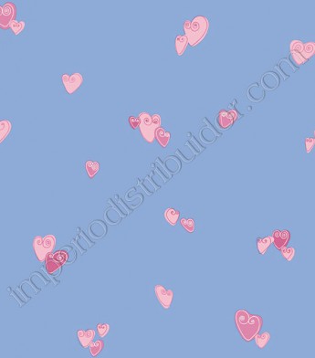 PÁG. 052 - Papel de Parede Vinílico Girl Power (Americano) - Corações (Azul/ Tons de Rosa)