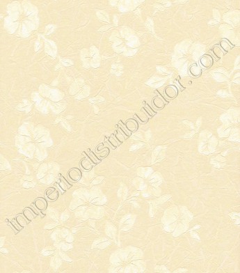 PÁG. 061 - Papel de Parede Vinílico Gioia (Italiano) - Flores Clean (Areia/ Pérola/ Leve Brilho)