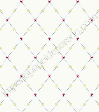 PÁG. 071 - Papel de Parede Infantil Vinílico Peek-a-Boo (Americano) - Trançado (Azul/ Vermelho/ Amarelo)