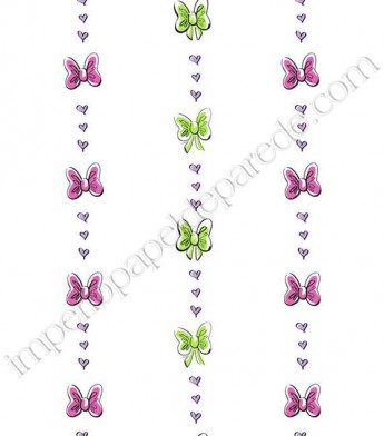PÁG. 071 - Papel de Parede Vinílico Disney York II (Americano) - Laços e Corações (Rosa/ Verde/ Lilás/ Branco)
