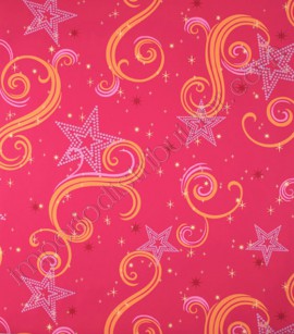 PÁG. 075 - Papel de Parede Vinílico Disney York (Americano) - Show Star (Tons de Rosa/ Laranja/ Amarelo/ Detalhes com Glitter)