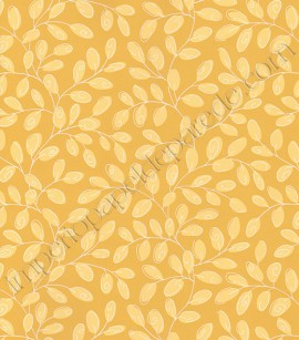 PÁG. 112 - Papel de Parede Vinílico Bistrô (Americano) - Folhas (Mostarda/Ocre/Branco)