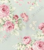 PÁG. 12 - Papel de Parede Vinílico Fragrant Roses (Chinês) - Floral (Azul Claro Acinzentado/ Tons de Rosa/ Verde)