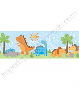 PÁG. 129 - Faixa Vinílica Decorativa Peek-a-Boo (Americano) - Dinossauros (Azul/ Colorido)