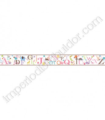 PÁG. 134 - Faixa Vinílica Decorativa Friends Forever (Americano) - Alfabeto (Marrom/ Colorido)