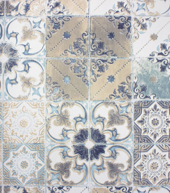 PÁG. 14 - Papel de Parede Azulejo Português Azul e Bege - Coleção Infinity G - Vinílico Importado