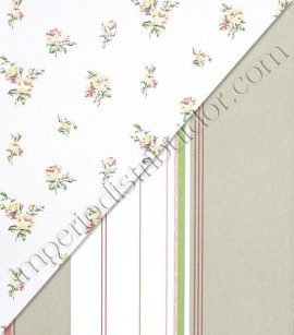 PÁG. 14 - Papel de Parede Vinílico English Florals (Inglês) - Flores Miúdas (Creme/ Leve Rosa/ Fundo Branco)