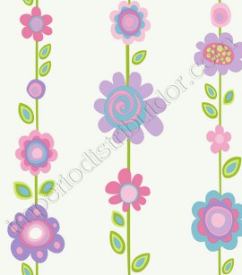 PÁG. 142 - Papel de Parede Vinílico Girl Power (Americano) -  Floral (Branco/ Floral Colorido)