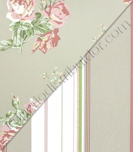 PÁG. 15 - Papel de Parede Vinílico English Florals (Inglês) - Rosas (Cor Caqui/ Tons de Rosa/ Leve Relevo)