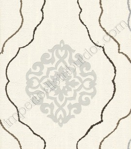 PÁG. 15 - Papel de Parede Vinílico Fantasy (Italiano) - Colonial (Off-White/ Prata/ Preto/ Brilho Metálico)