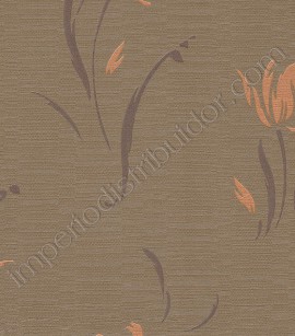 PÁG. 15 - Papel de Parede Vinílico Motivi (Italiano) - Flor Estilizada (Marrom/ Café/ Cobre/ Leve Metalizado)