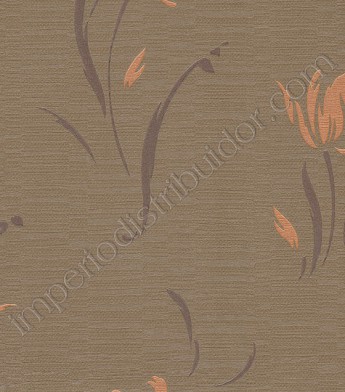 PÁG. 15 - Papel de Parede Vinílico Motivi (Italiano) - Flor Estilizada (Marrom/ Café/ Cobre/ Leve Metalizado)