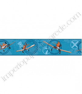 PÁG. 157 - Faixa Vinílica Decorativa Disney York II (Americano) - Aviões (Tons de Azul/ Laranja)