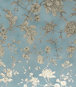 PÁG. 16 - Papel de Parede Vinílico Bright Wall (Americano) - Floral (Azul Acinzentado/ Bege/ Detalhes com Brilho Dourado)