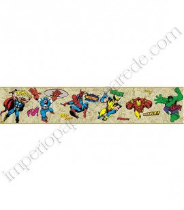 PÁG. 197 - Faixa Vinílica Decorativa Disney York II (Americano) - Super-Heróis Marvel (Tons de Bege/ Colorido)