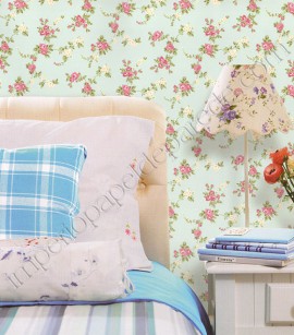 PÁG. 20 - Papel de Parede Vinílico Fragrant Roses (Chinês) - Floral (Azul/ Rosa Antigo/ Verde/ Branco)