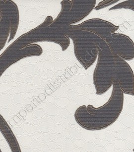 PÁG. 20 - Papel de Parede Vinílico Magica (Italiano) - Folhagem com Textura (Cinza Escuro/ Off-White/ Detalhes com Brilho)