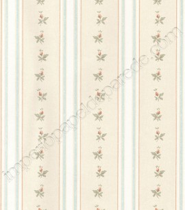 PÁG. 21 - Papel de Parede Vinílico Fragrant Roses (Chinês) - Listras Florais (Bege Claro/ Rosa Antigo/ Azul)
