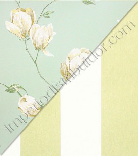 PÁG. 22 - Papel de Parede Vinílico English Florals (Inglês) - Listras Largas (Bege Amarelado/ Branco)