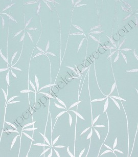 PÁG. 25 - Papel de Parede Vinílico Bright Wall (Americano) - Folhinhas (Azul Claro/ Prata)