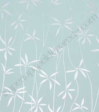 PÁG. 25 - Papel de Parede Vinílico Bright Wall (Americano) - Folhinhas (Azul Claro/ Prata)
