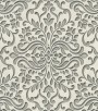 PÁG. 26 - Papel de Parede Vinílico Gioia 2 (Italiano) - Arabesco Estilizado (Off-White/ Cinza Escuro/ Com Brilho)
