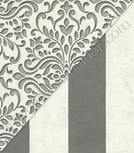 PÁG. 27 - Papel de Parede Listras Texturizadas Grafite e Off-White (Brilho) - Tesori Italiani - Vinílico Lavável (Italiano)