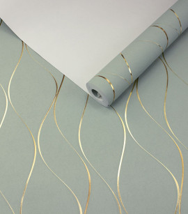 PÁG. 28 - Papel de Parede Vinílico Enchantment (Americano) - Linhas (Verde-Chá/ Dourado)