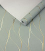 PÁG. 28 - Papel de Parede Vinílico Enchantment (Americano) - Linhas (Verde-Chá/ Dourado)