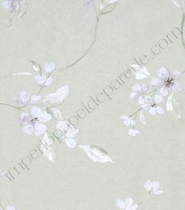 PÁG. 29 - Papel de Parede Vinílico Bright Wall (Americano) - Floral Delicado (Lilás Claro/ Bege Claro Acinzentado/ Detalhes com Brilho Cintilante)