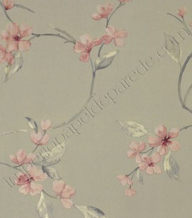 PÁG. 30 - Papel de Parede Vinílico Bright Wall (Americano) - Floral Delicado (Cor Camurça/ Rosa Coral/ Verde/ Detalhes com Brilho Cintilante)