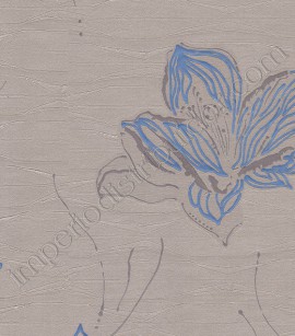 PÁG. 31 - Papel de Parede Vinílico Milano City (Italiano) - Flor Estilizada (Azul/ Cinza/ Detalhes Metálicos)