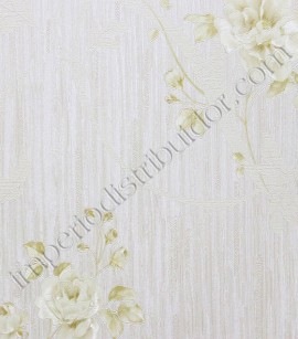 PÁG. 31 - Papel de Parede Vinílico Vita (Italiano) - Flores e Ramos (Creme/ Off-White/ Detalhes com Relevo e Brilho)