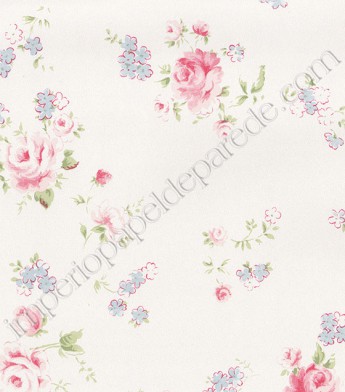 PÁG. 32 - Papel de Parede Vinílico Fragrant Roses (Chinês) - Floral Delicado (Tons de Rosa/ Azul/ Gelo)