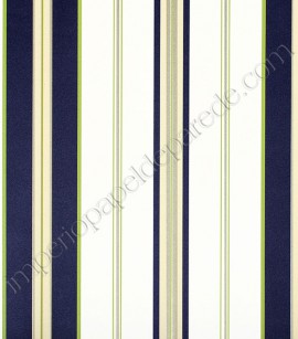 PÁG. 35 - Papel de Parede Vinílico Classic Stripes (Americano) - Listras (Azul Marinho/ Verde/ Bege/ Branco/ Detalhes com Brilho)