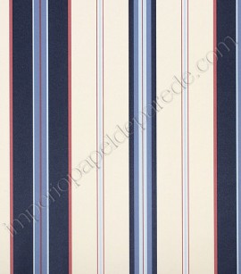 PÁG. 37 - Papel de Parede Vinílico Classic Stripes (Americano) - Listras (Tons de Azul/ Vermelho/ Bege)