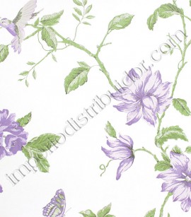 PÁG. 37 - Papel de Parede Vinílico English Florals (Inglês) - Floral (Tons de Lilás/ Leve Verde/ Leve Relevo)