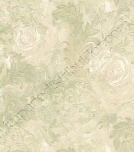 PÁG. 37 - Papel de Parede Vinílico Roberto Cavalli 3 (Italiano) - Floral Artístico (Tons de Bege/ Rosê/ Leve Verde/ Leve Relevo e Brilho Glitter)